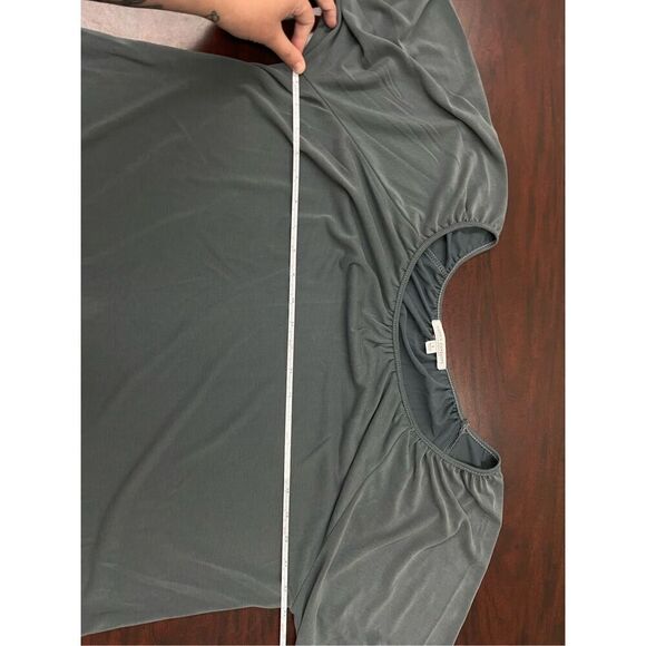 Green Envelope 3/4 Sleeve Tie Front Blouse Size Large - Picture 8 of 9